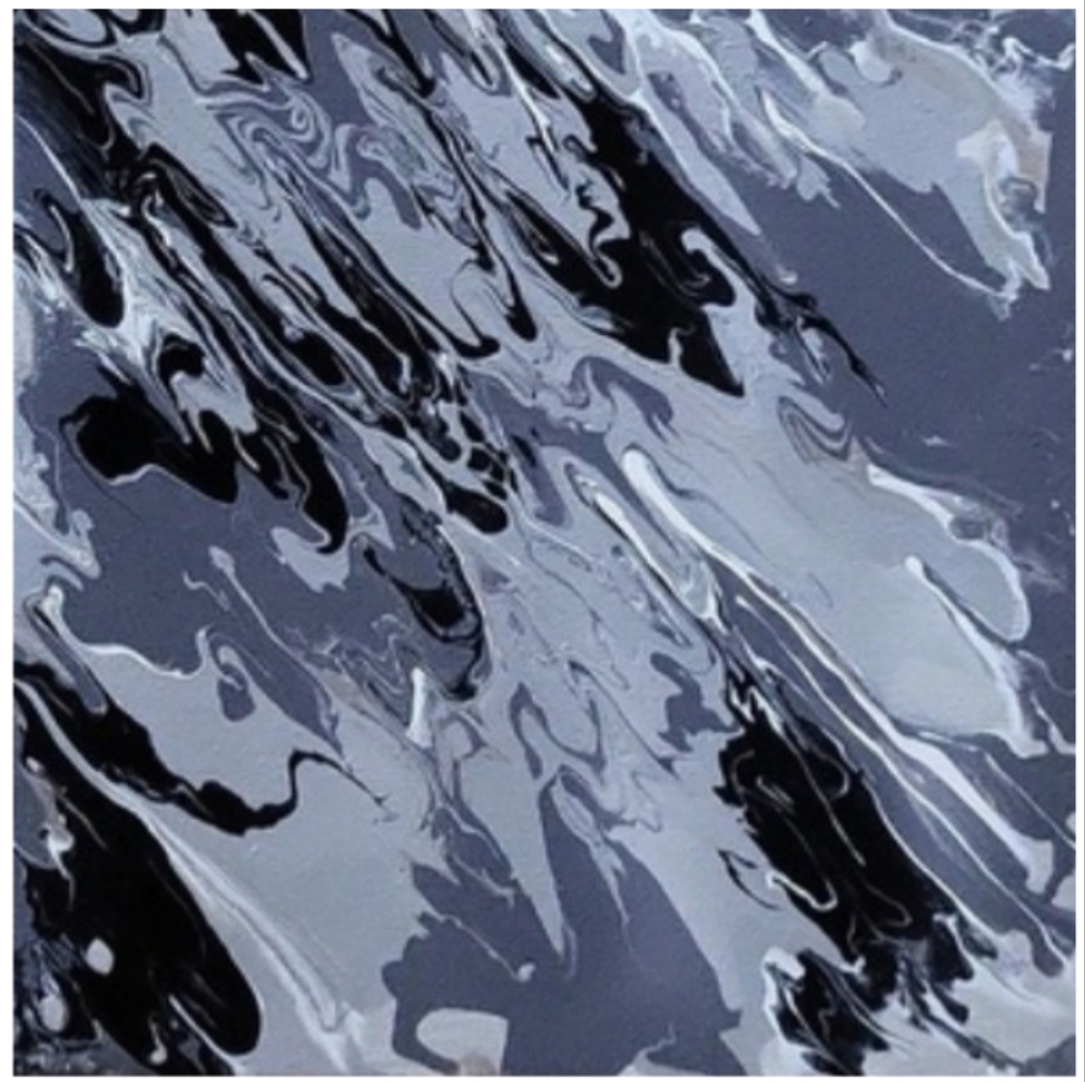 Gray Black and White Abstract Design 12 x 12 Inches Canvas Painting - Picture 4 of 4